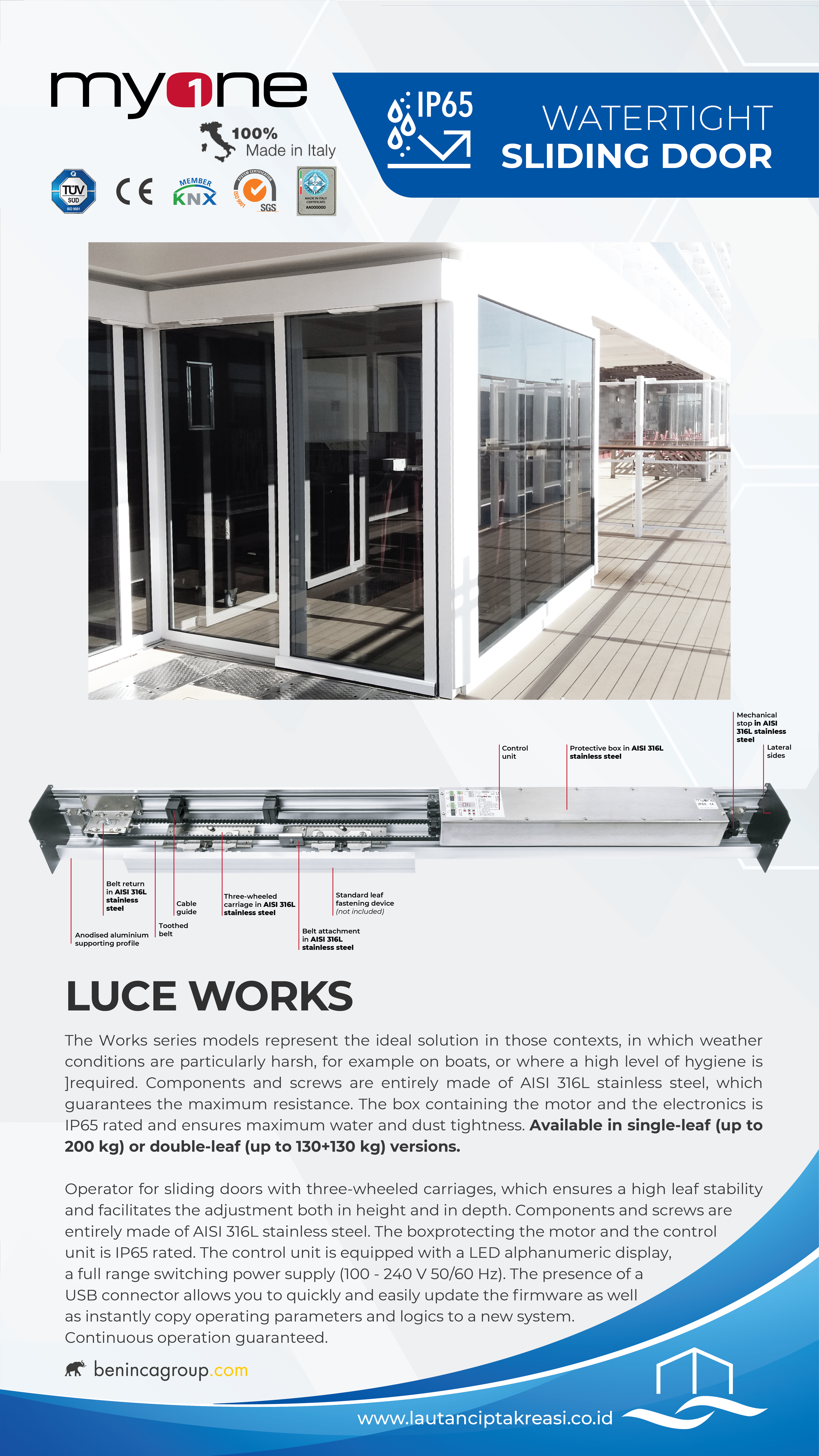 Beninca MyOne Luce Works Sliding Door